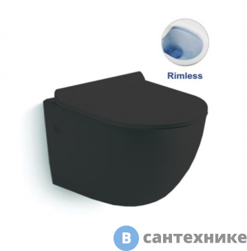 картинка Унитаз подвесной Vincea Globo VT1-14SMB безободковый, матовый черный, ультратонкое сиденье soft-close