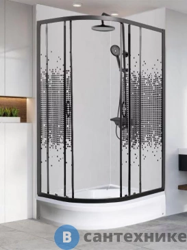 картинка Душевое ограждение МОНОМАХ ДУ  90/70/180 МЗ BL L с поддоном