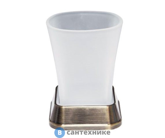 Стакан для зубных щеток WasserKRAFT Exter K-5528 металл, матовое стекло, покрытие "светлая бронза"