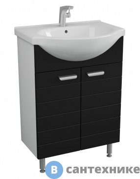 картинка Тумба под раковину Merkana Таис под ум-ник "Элегия" 60 см на ножках черный каннелюр