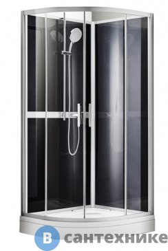 картинка Душевая кабина AZARIO DENVER AZ-N10812 900*900*(2000+150) прозрачное стекло, задняя панель чёрная, профиль серый (AZ-N10812 900)