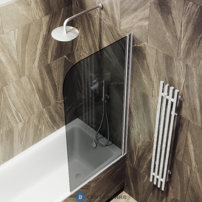 Шторка для ванны поворотная на монопетле MaybahGlass 1400*600 Стекло 6 мм Графит (MGV-613-5)