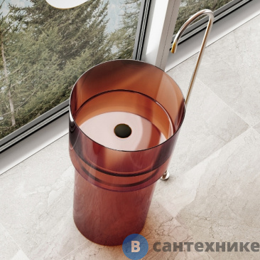 картинка Раковина ABBER Kristall AT2701Opal-H, отдельностоящая прозрачная, коричневый