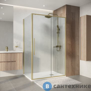 картинка Душевое ограждение Niagara Nova NG-44-12ASG-A100SG-34 (120х100х195) прямоугольник, раздвижная, золото сатин, стекло прозрачное