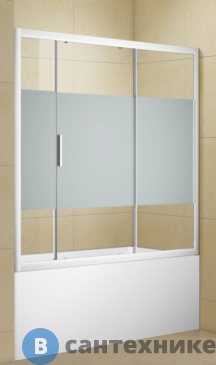 картинка Шторка на ванну Aquanet Practic AE10-B-150H150U-CP 1500 мм, хром, полоска (243611)