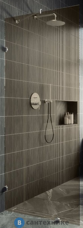 Душевая перегородка коннектор стена-стекло MaybahGlass 1950*990 стекло 8 мм бронза (MGD-264-4)