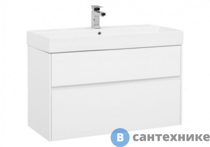 картинка Тумба под раковину Aquanet Бруклин 100 белый глянец (203961)