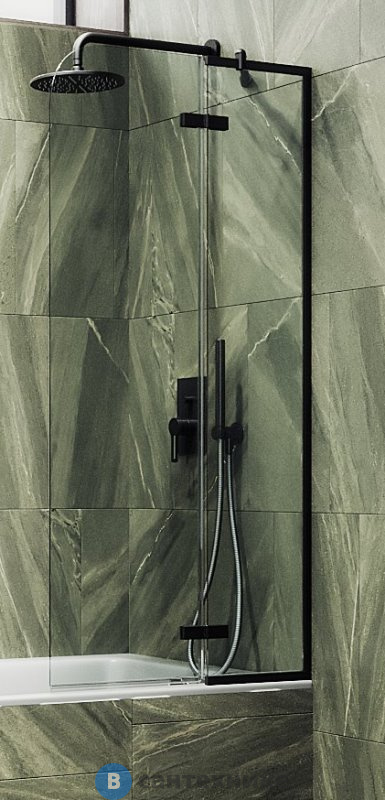 Шторка для ванны поворотная с добором MaybahGlass 1400*990 Стекло 6 мм Бесцветное (MGV-915-6)