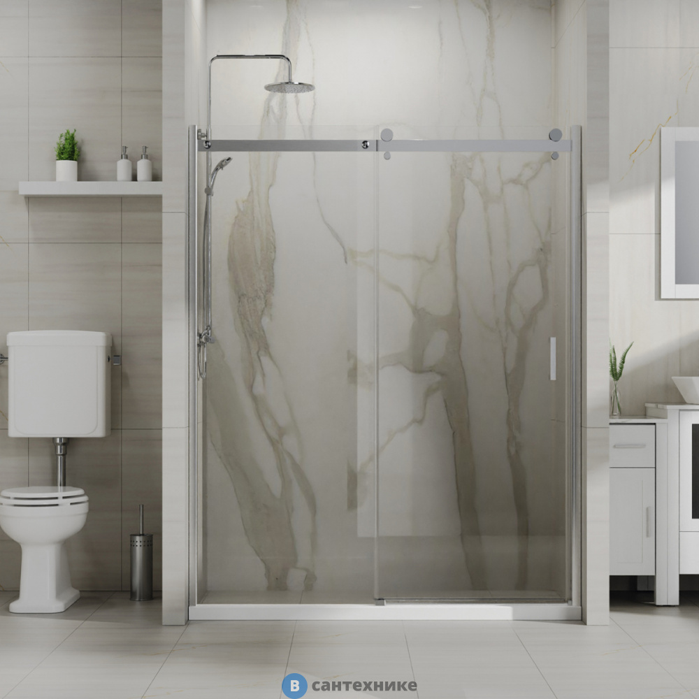 Душевое ограждение Azario BERN DRO-150х195-CH-CL, прозрачное стекло 6 мм, профиль хром (AZ-733-150-CH-CL)