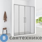 Дверь в нишу, раздвижная Loranto CS-AB04GG-170 170x190, профиль серый матовый, 6 мм прозрачное стекло