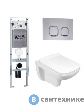 картинка Унитаз с инсталляцией WELTWASSER и кнопкой смыва (AMBERG 350 ST + KEHLBACH 004 GL-WT + AMBERG RD-CR)