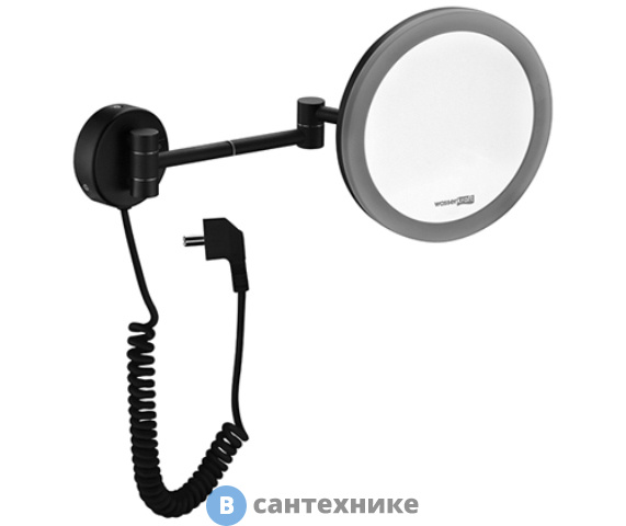 Зеркало WasserKRAFT K-1004 Black с LED-подсветкой, 3-х кратным увеличением