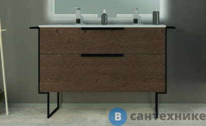 картинка Тумба под раковину Cezares URBAN с двумя выдвижными ящиками 55161 Frassino scuro, 120x46x62