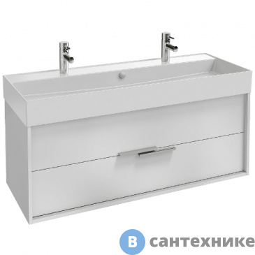 картинка Тумба под раковину Jacob Delafon VIVIENNE EB1509-N18-N18 с 2 ящиками с хромированными ручками, 120 см, корпус белый меламин, фасад белый меламин
