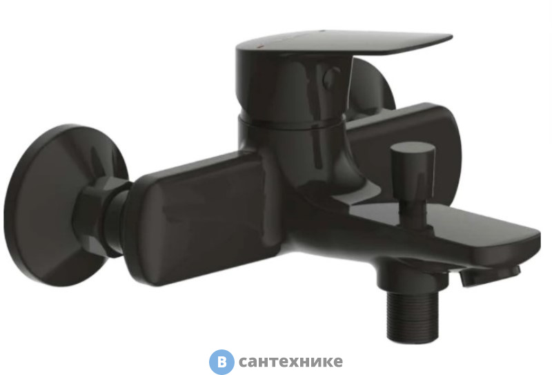 Смеситель Bravat RheinF6429564BW-01-ENG для ванны с коротким изливом, чёрный матовый