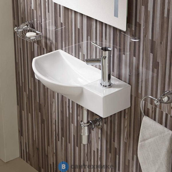 Раковина WELTWASSER AISBACH 7945 GL-WT R подвесная (глянцевая белая) 450х240х125 мм