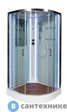 картинка Душевая кабина Deto А01 LED с кнопкой (100х100х220 см)