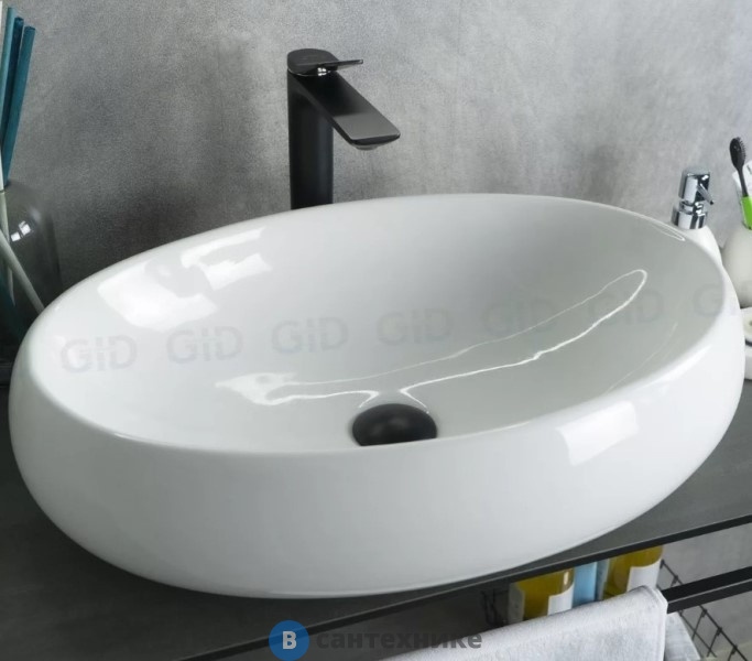 Раковина накладная GID-ceramic N9030a белый (600х410х150)