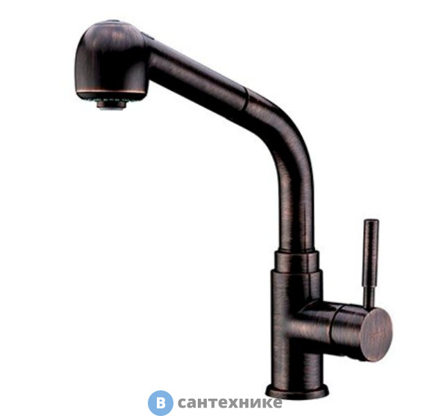 Смеситель WasserKRAFT A8247 для кухни с выдвижной лейкой латунь, покрытие «темная бронза»