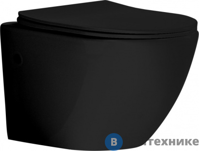 картинка Унитаз Grossman GR-4411S Black подвесной чёрный глянцевый, безободковый