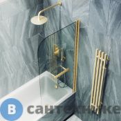 Шторка для ванны поворотная на монопетле MaybahGlass 1400*800 Стекло 6 мм Бесцветное +Полотенцесушитель (MGV-788-3)