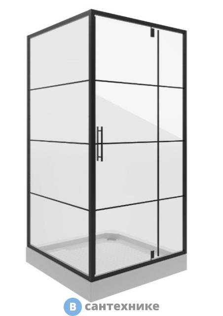 Душевое ограждение Niagara NG-0280-08 black (800х800х1900) квадрат, дверь распашная, без поддона