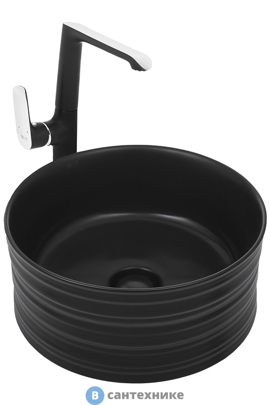 Раковина WELTWASSER ELBACH 3272 MB накладная (матовая чёрная) /405х405х180/