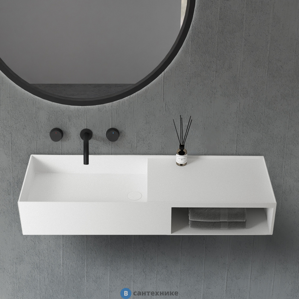 Тумба с раковиной ABBER Stein AS2649-1.2 подвесная, белая матовая