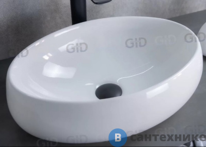 картинка Раковина накладная GID-ceramic N9030b белый (480х340х150)