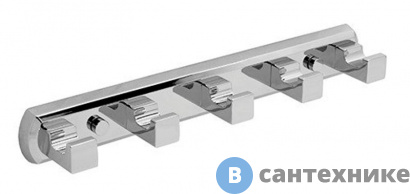 картинка Кронштейн настенный WasserKRAFT Lippe K-6575, 5 крючков металл, хромоникелевое покрытие