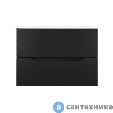 картинка Тумба Orange Li-80Tub+Ra подвесная Line 80 чёрная с раковиной, чёрный матовый, 82х53х47 см