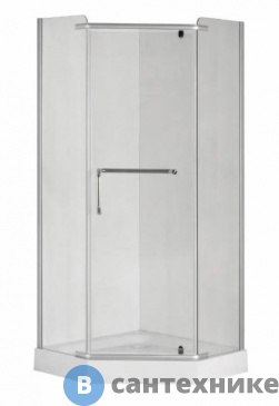 картинка Душевой уголок Taliente TA-09093-1CP, пентагональный, прозр.стекло 6 мм, хром профиль 90*90*195 см, без поддона