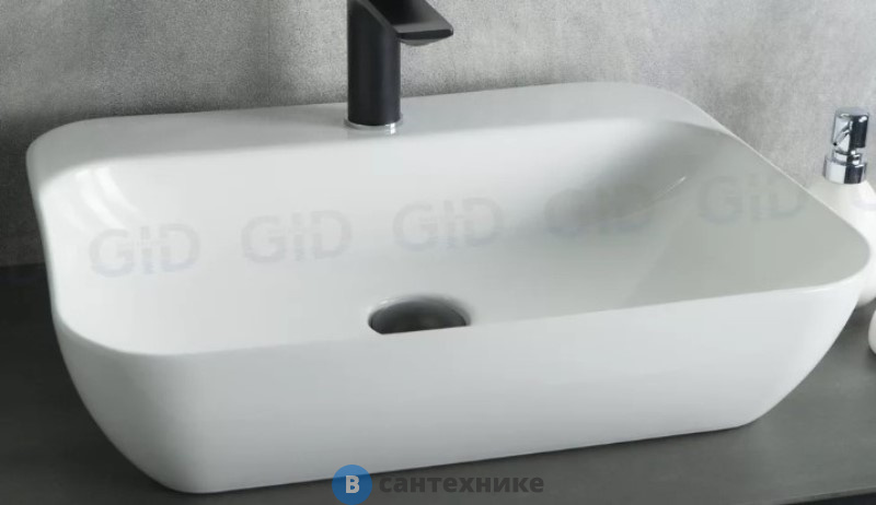 Раковина накладная GID-ceramic N9047 белый (550х420х150)