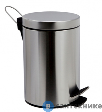 картинка Ведро с педалью WasserKRAFT K-665, 5L, с микролифтом покрытие "матовый хром", нержавеющая сталь, ABS - пластик