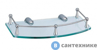 картинка Полка WasserKRAFT K-588  стеклянная металл, хромоникелевое покрытие, закаленное стекло