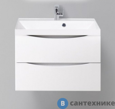 картинка Тумба под раковину BelBagno 70 см MARINO-700-2C-SO-BL-P подвесная с двумя выкатными ящиками Bianco Lucido