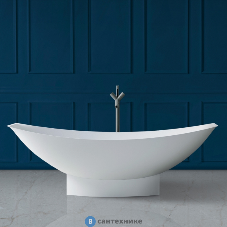 Ванна ABBER Stein AS9610 180*80 из искусственного камня, белая матовая