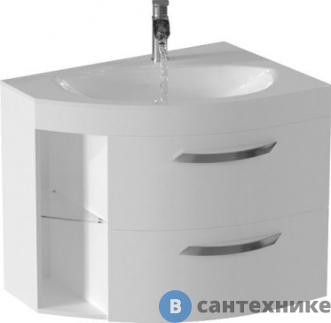 картинка Тумба под раковину De Aqua Трио Люкс-80 New правая Белый (Grass) (201707)