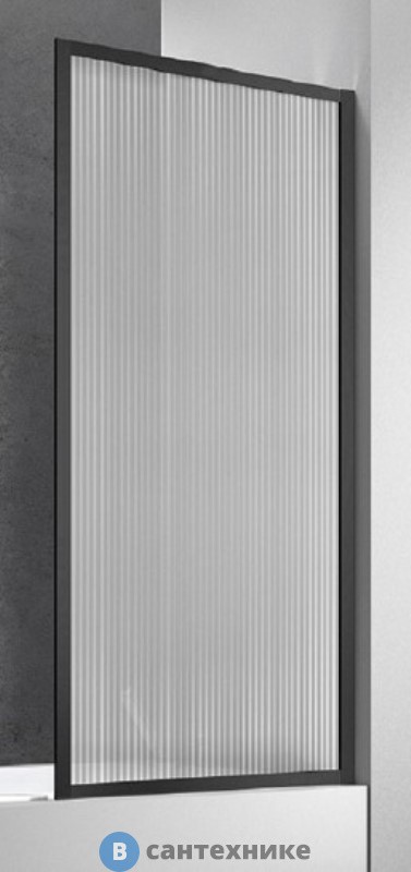 Душевая шторка на ванну Vincea VSB-41700FLB, 700*1400, черный, стекло рифленое