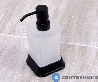 картинка Дозатор для жидкого мыла WasserKRAFT Amper K-5499 Black, 300 ml металл, матовое стекло, покрытие Soft-touch