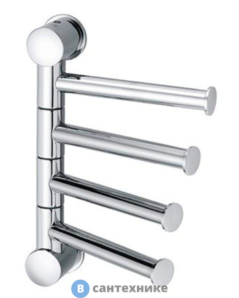 Держатель полотенец WasserKRAFT K-1054 4-е рога, короткие металл, хромоникелевое покрытие