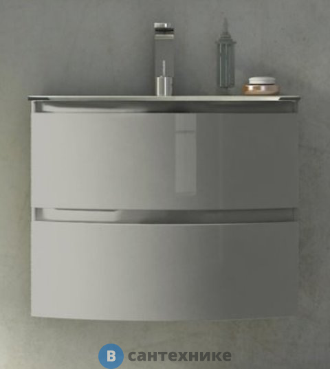 Тумба под раковину Cezares VAGUE 54854 с двумя выдвижными ящиками, Grigio lucido, 69x52x55