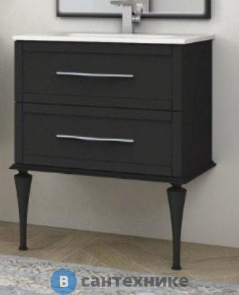 Тумба под раковину Cezares TIFFANY 54946 подвесная с двумя выдвижными ящиками, Nero grafite, 60x46x55