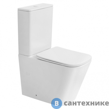картинка Унитаз с бачком ABBER Rechteck AC1210TMW белый матовый, безободковый, смыв торнадо, сиденье дюропласт микролифт