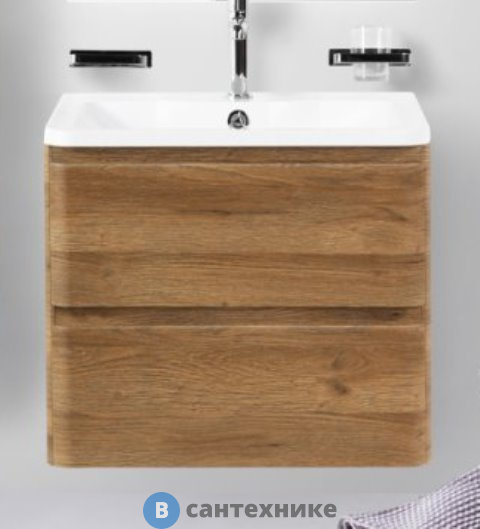 Тумба под раковину BelBagno ALBANO подвесная с двумя выкатными ящиками, Rovere Rustico, 600x450x500 (ALBANO-600-2C-SO-RR)