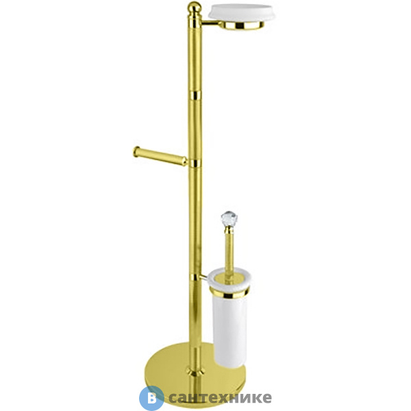 Стойка Cezares OLIMP-WCS-03/24-Sw напольная c держателем туалетной бумаги, щёткой для унитаза и держателем для освежителя воздуха, Swarovski