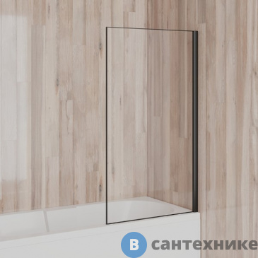 картинка Шторка Paini Paini-ScreenWT80C на ванну Screen 80 см, неподвижная, прозрачное, проф. чёрный