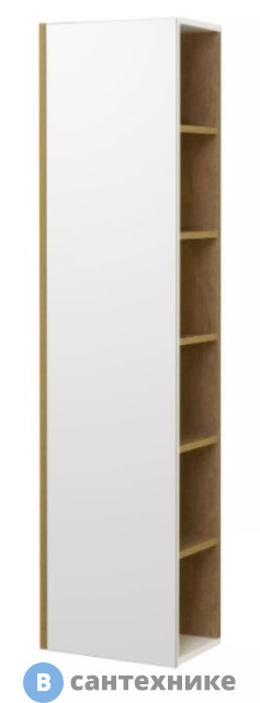 Шкаф-колонна Акватон Сканди с зеркалом Белый/Дуб Рустикальный (1A253403SDZ90)