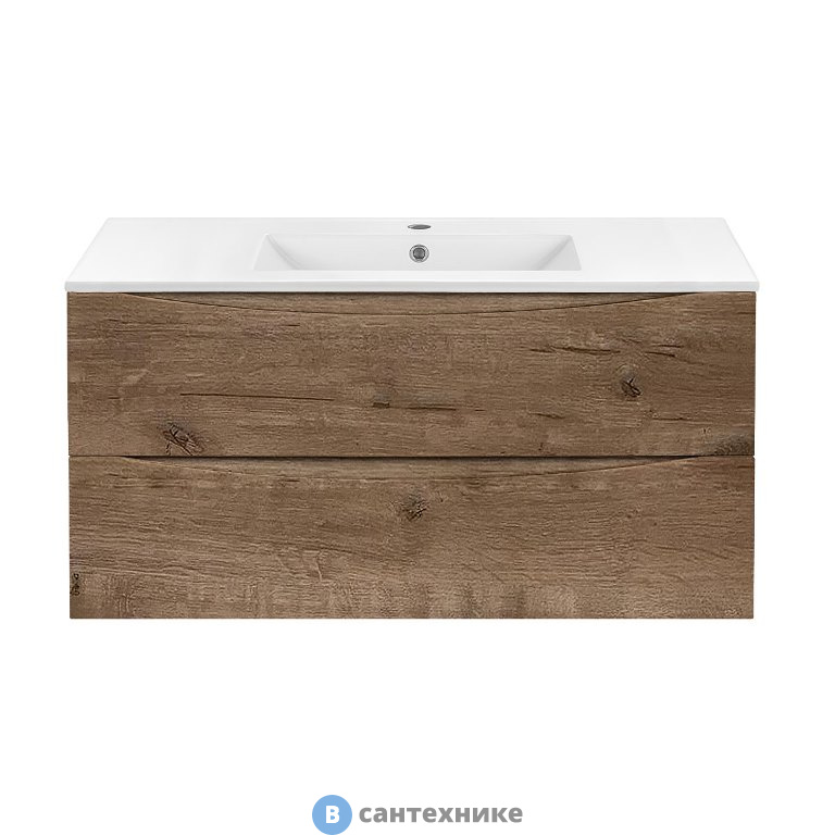 Тумба под раковину Vincea Mia 1000 подвесная, 2 выкатных ящика soft close, V.Oak (VMC-2MC100VO)
