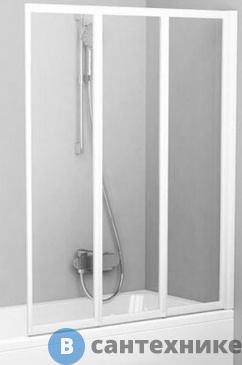 картинка Шторка на ванну Ravak Supernova VS3 130 белая + Транспарент (795V0100Z1)